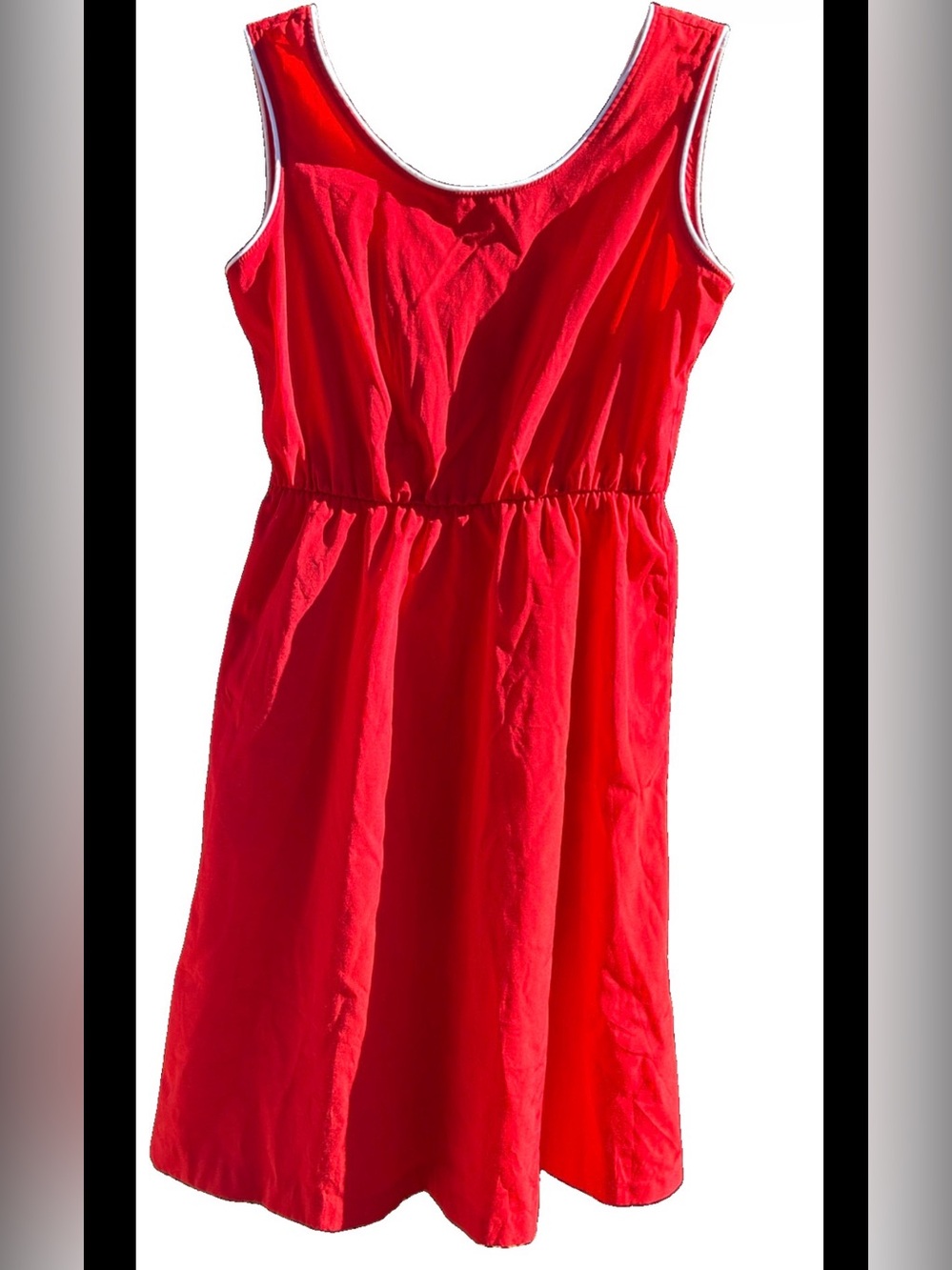 Arlene Andrews-True Vintage Mid-century 60/70s PolyKnit Red Mid Dress Mod Sz M